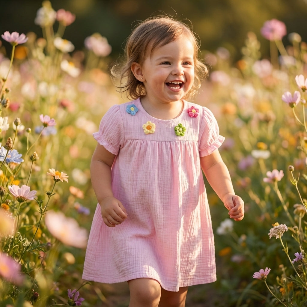 Short Sleeve Flower Dress
