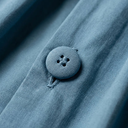 Cotton Puff Sleeve Button Dress