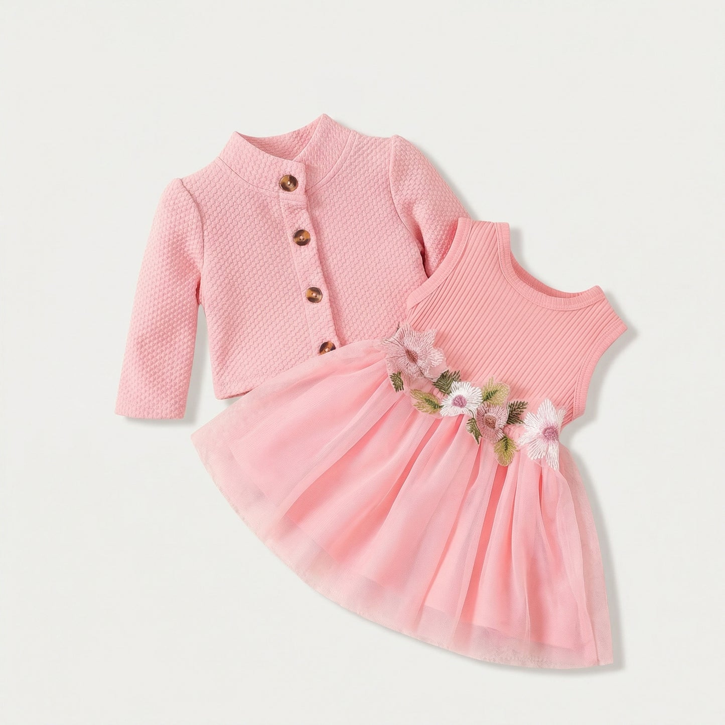 Baby Floral Dress and Cardigan Set