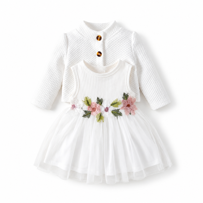 Baby Floral Dress and Cardigan Set