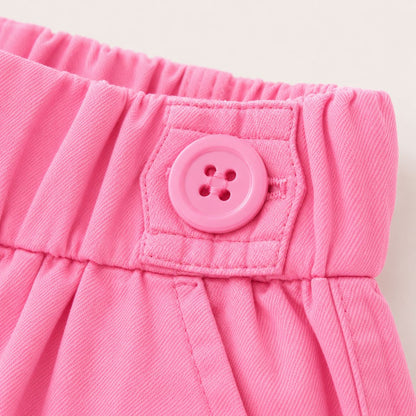 Pink Button Shorts