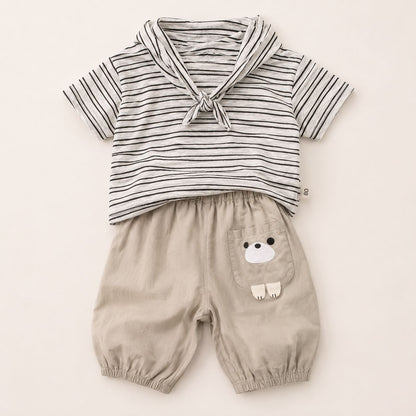 Stripe Collar Two Piece Set