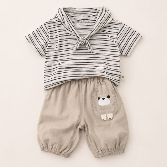 Stripe Collar Two Piece Set
