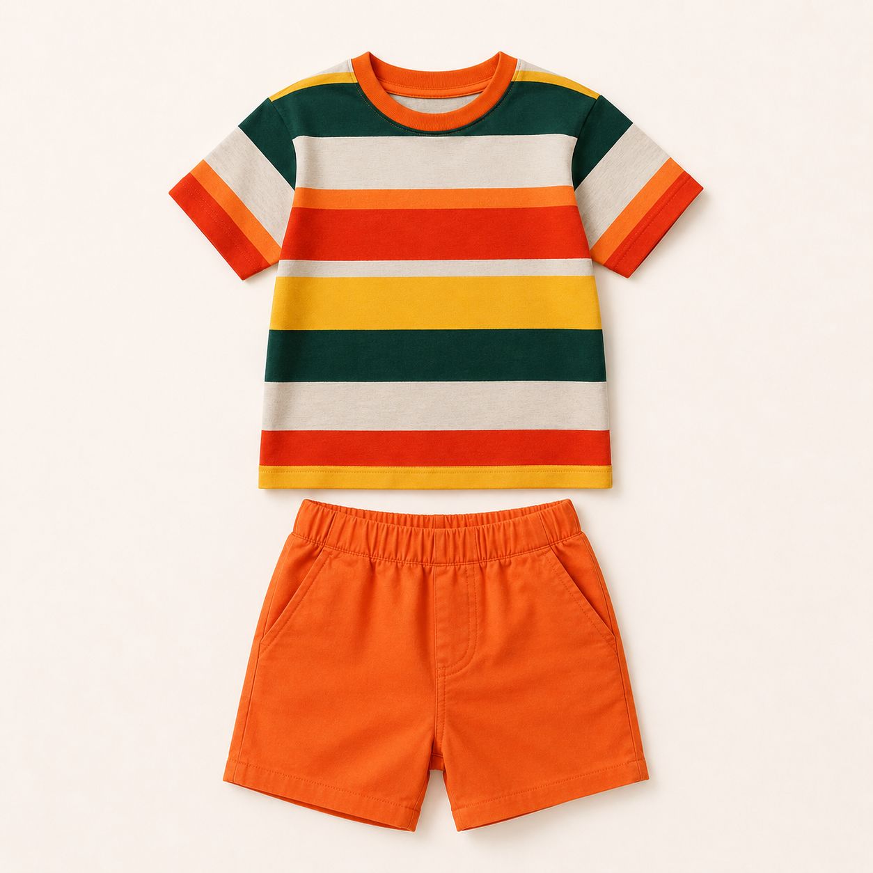 Retro Stripe Shorts Set