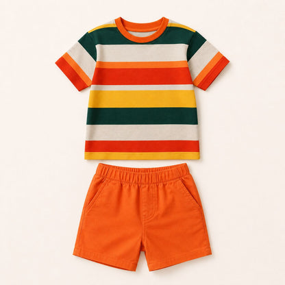 Retro Stripe Shorts Set