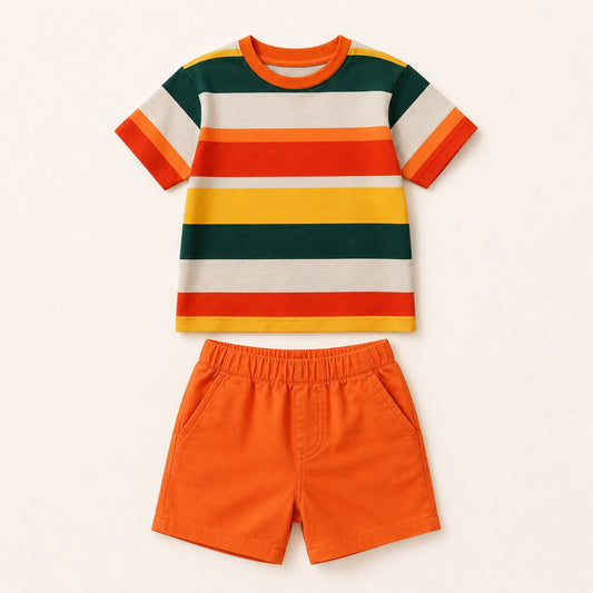 Retro Stripe Shorts Set