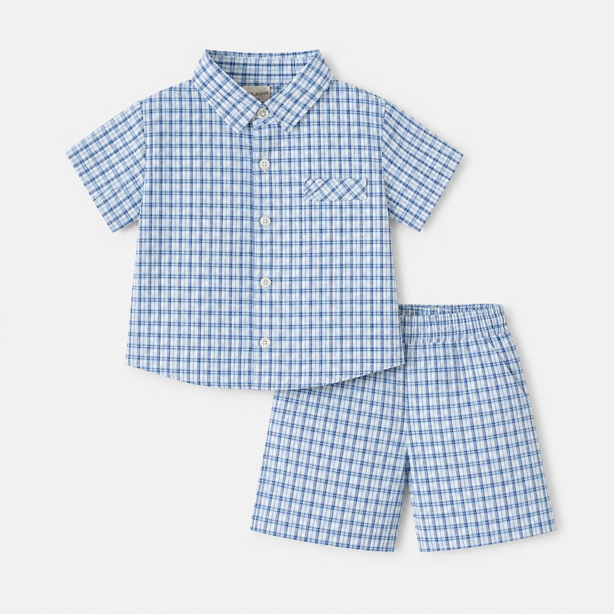 Blue Check Shirt Set