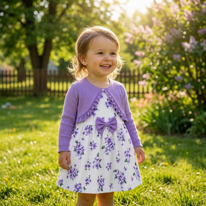 Cardigan and Floral Dress Set