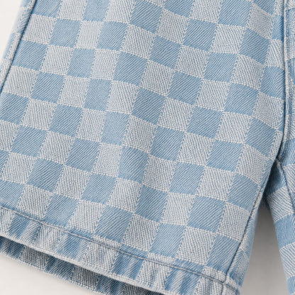 Check Denim Shorts