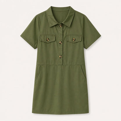 Olive Collar Dress