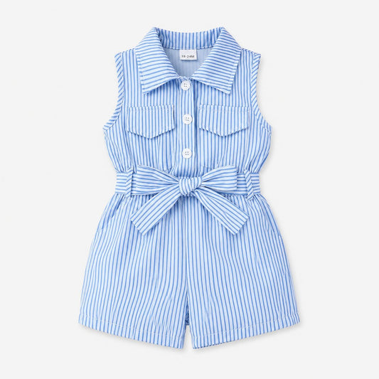 Striped Belted Romper