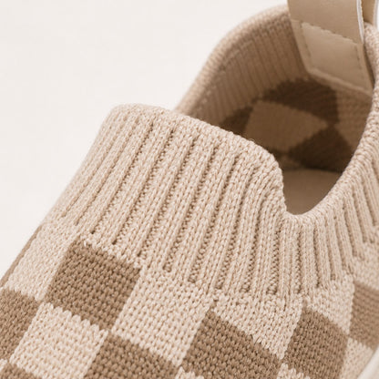 Check Knit Slip-On Shoes