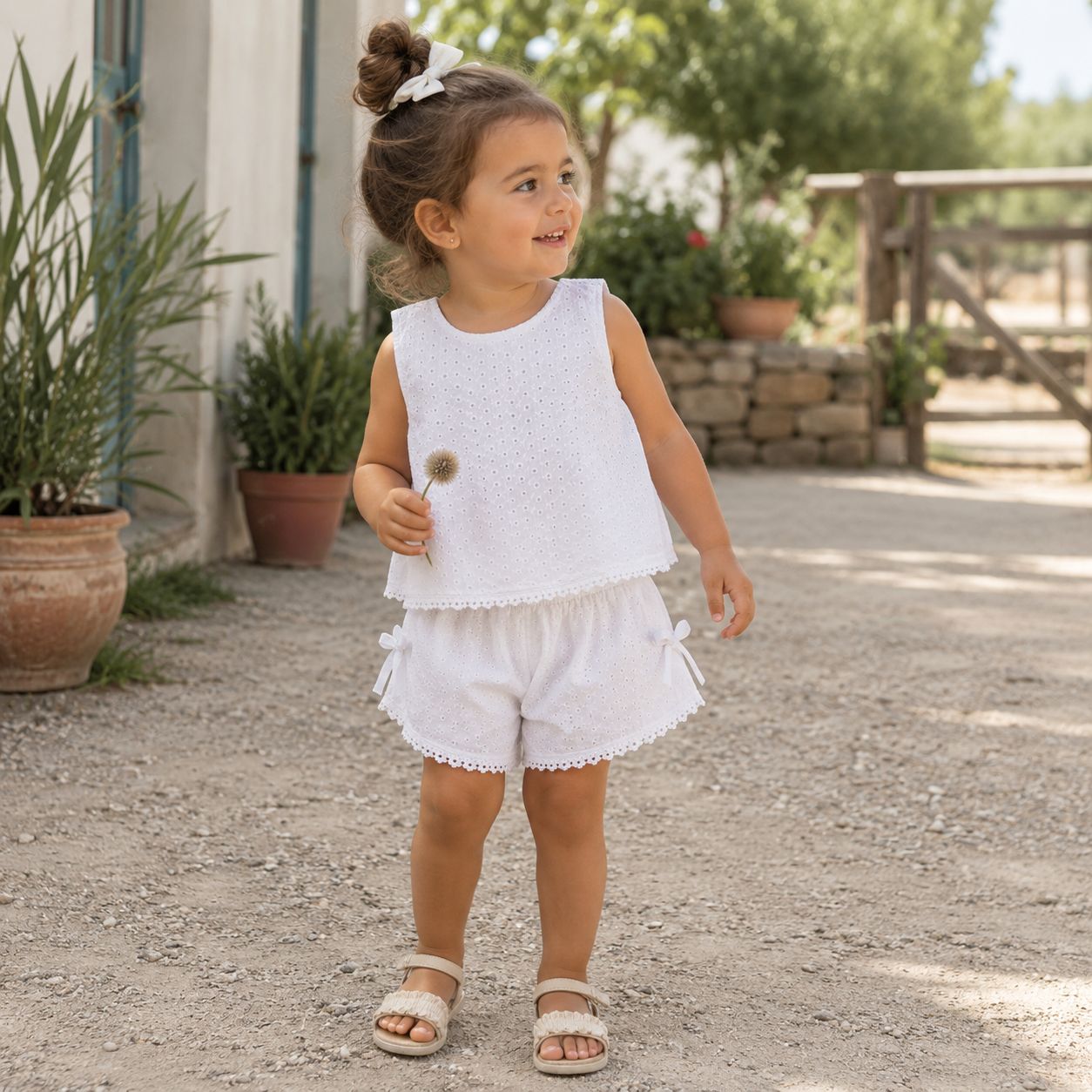 Lace Trim Shorts Set