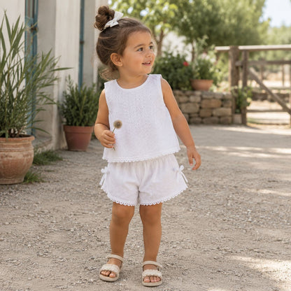 Lace Trim Shorts Set