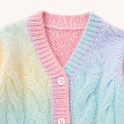 Rainbow Knit Baby Cardigan