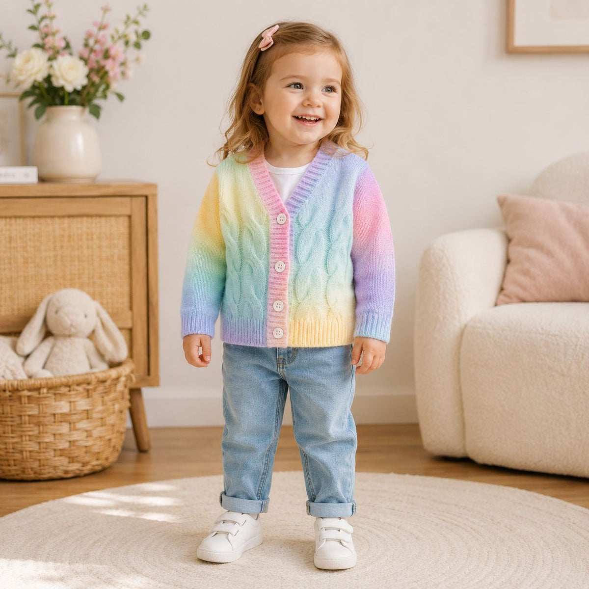 Rainbow Knit Baby Cardigan