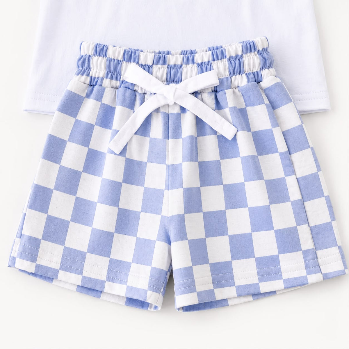 Cotton Tee and Check Shorts Set