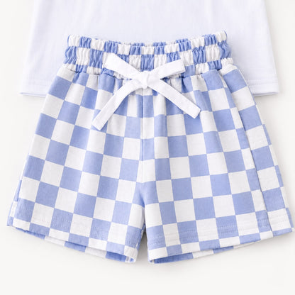 Cotton Tee and Check Shorts Set
