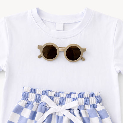 Cotton Tee and Check Shorts Set