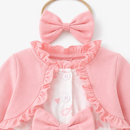 Pink Floral Bow Dress Set