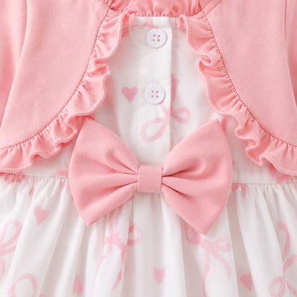 Pink Floral Bow Dress Set
