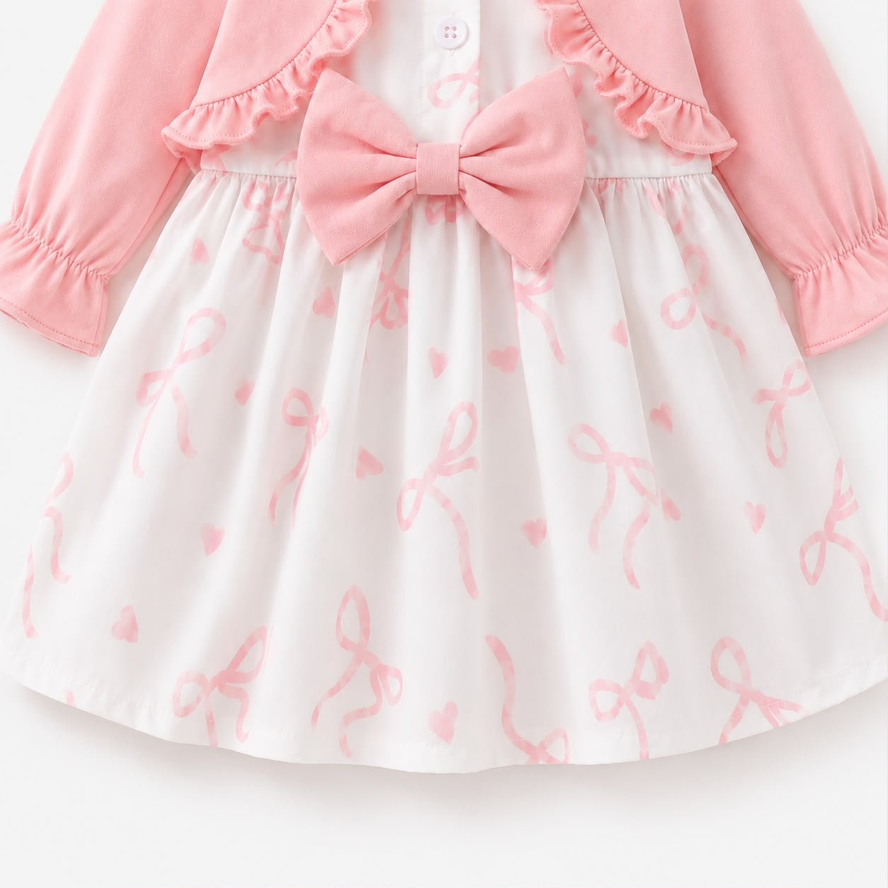 Pink Floral Bow Dress Set