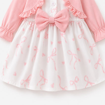 Pink Floral Bow Dress Set