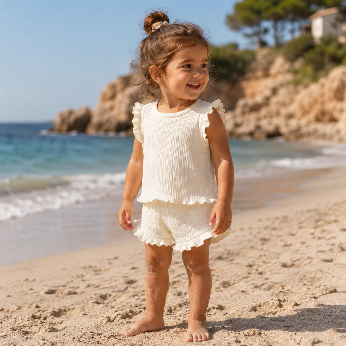 Knitted Frill Top and Shorts Set