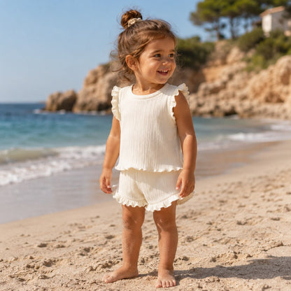 Knitted Frill Top and Shorts Set