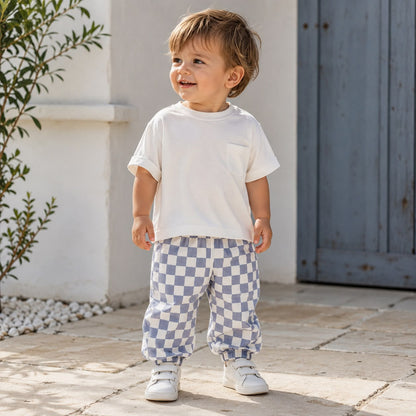 Checkered Denim Pants