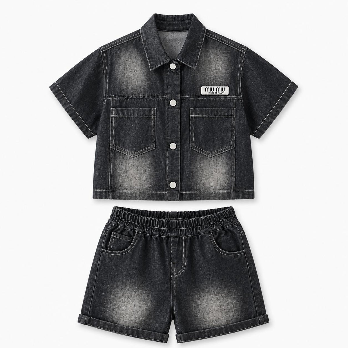 Denim Shirt and Shorts Set