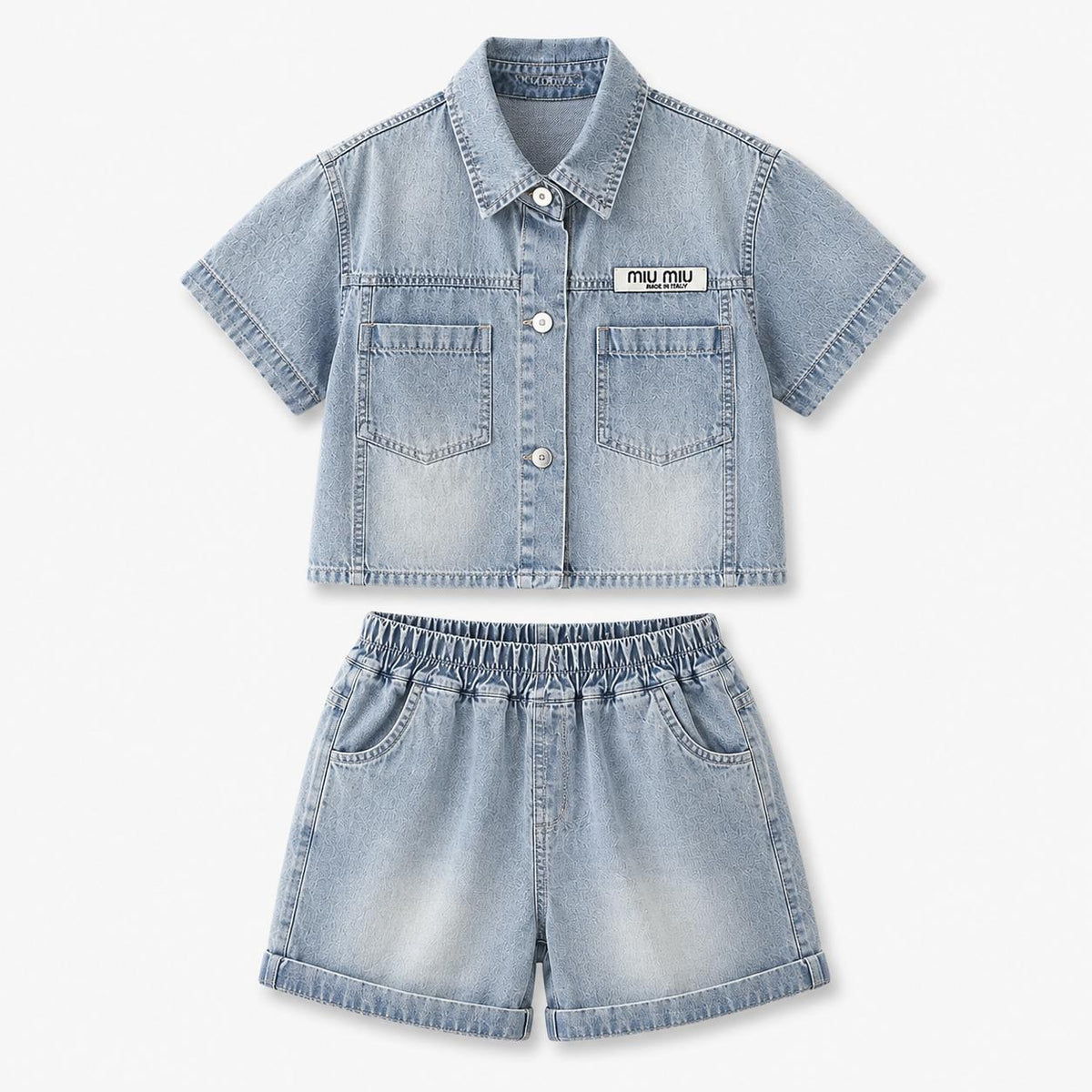 Denim Shirt and Shorts Set
