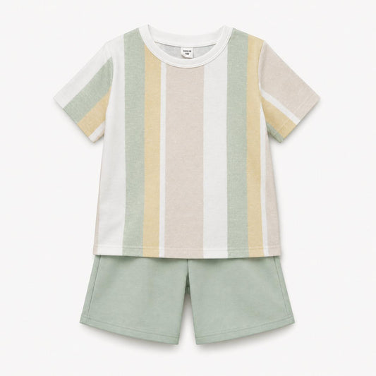 Striped T Shirt and Shorts Set