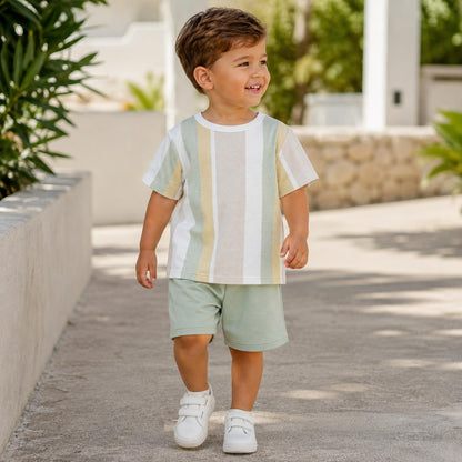 Striped T Shirt and Shorts Set