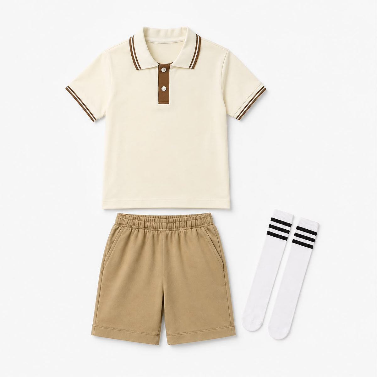 Striped Trim Shorts Set