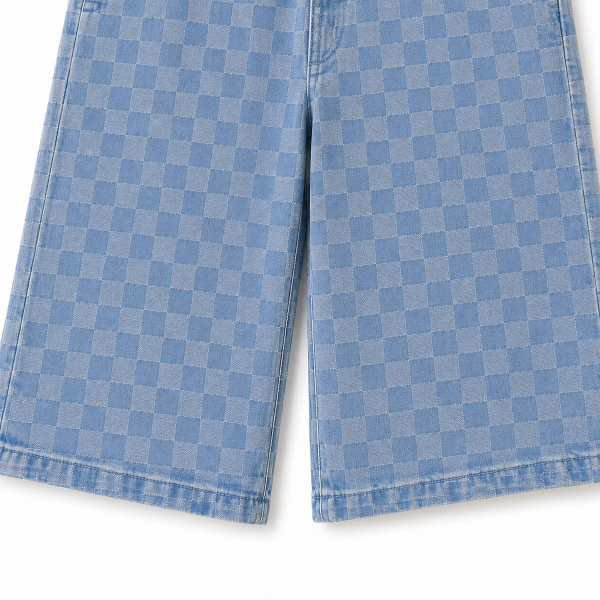 Check Denim Shorts