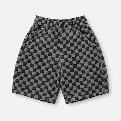Check Denim Shorts