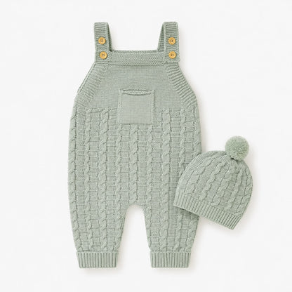 Baby Cable Knit Overall Set