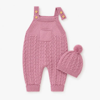 Baby Cable Knit Overall Set