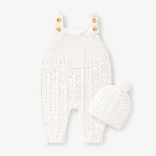 Baby Cable Knit Overall Set