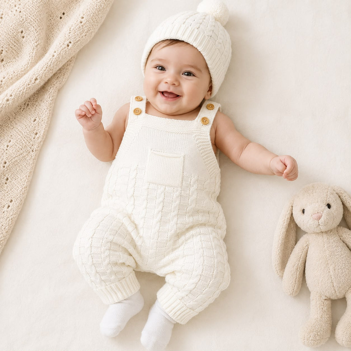 Baby Cable Knit Overall Set