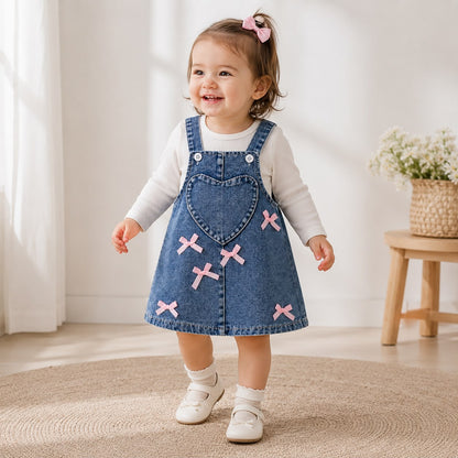 Denim Heart Pinafore Dress