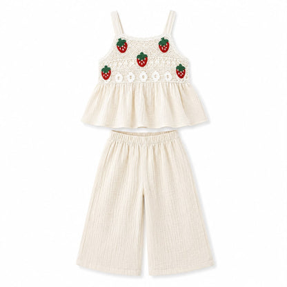 Strawberry Smocked Top and Pants Set