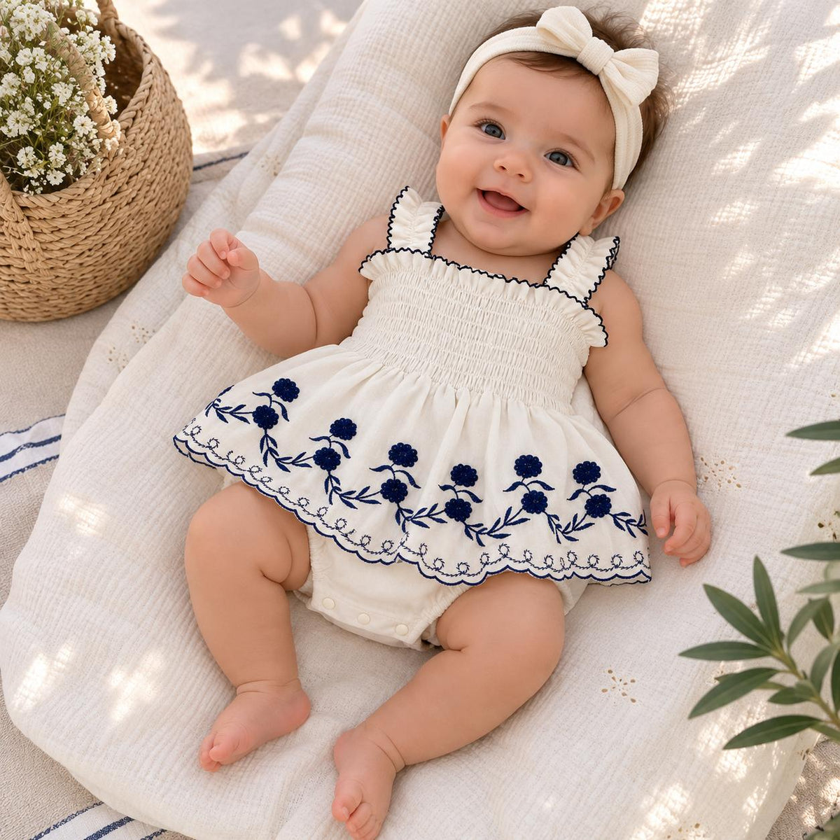 Embroidered Summer Baby Romper