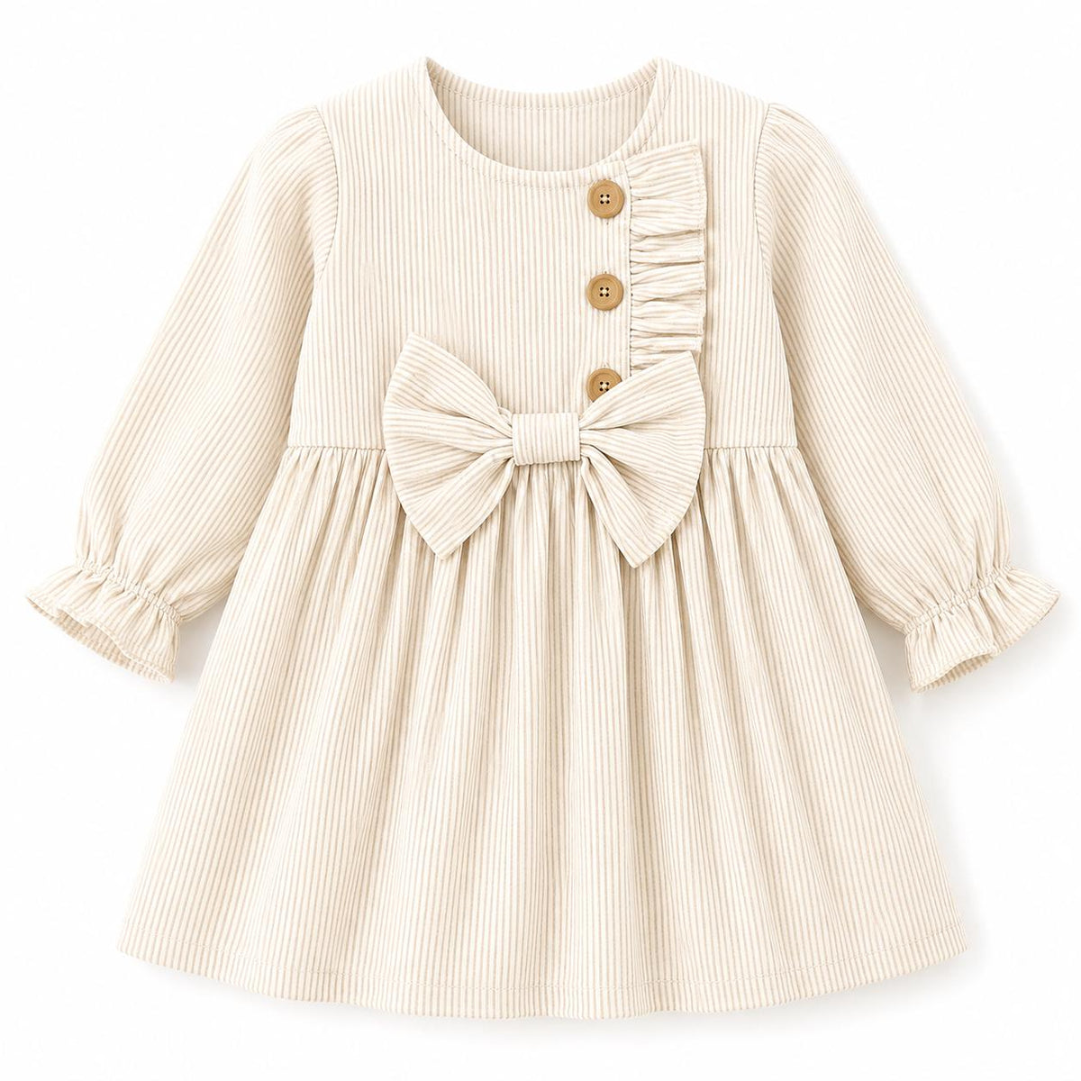 Neutral Stripe Baby Dress