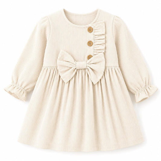 Neutral Stripe Baby Dress