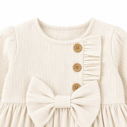 Neutral Stripe Baby Dress