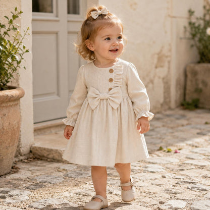 Neutral Stripe Baby Dress