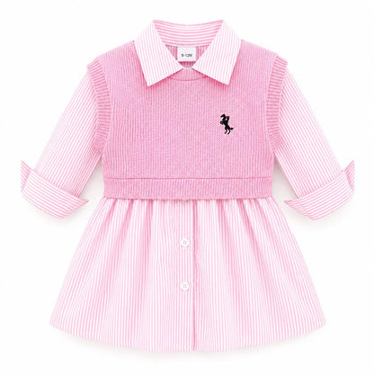 Knitted Vest Shirt Dress