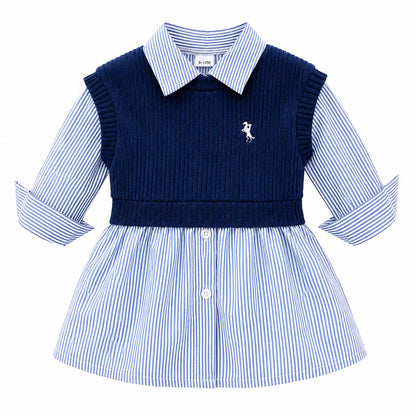 Knitted Vest Shirt Dress